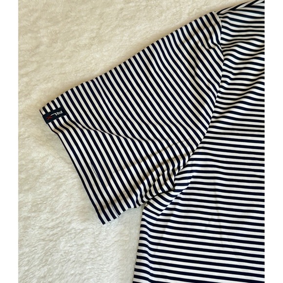 RLX Ralph Lauren Mens Size Large Black White Stripe Performance Golf Polo Shirt - Picture 2 of 11